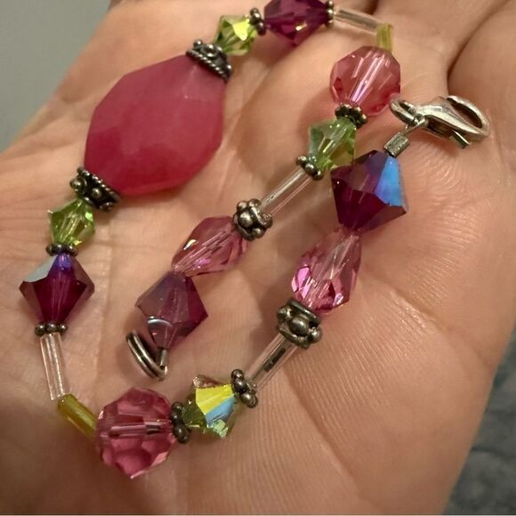 COLORFUL GEMSTONEā& CRYSTAL BRACELET āSTERLING SILVER CLASP ā ARTISAN STYLE 7.5ā - Picture 14 of 17